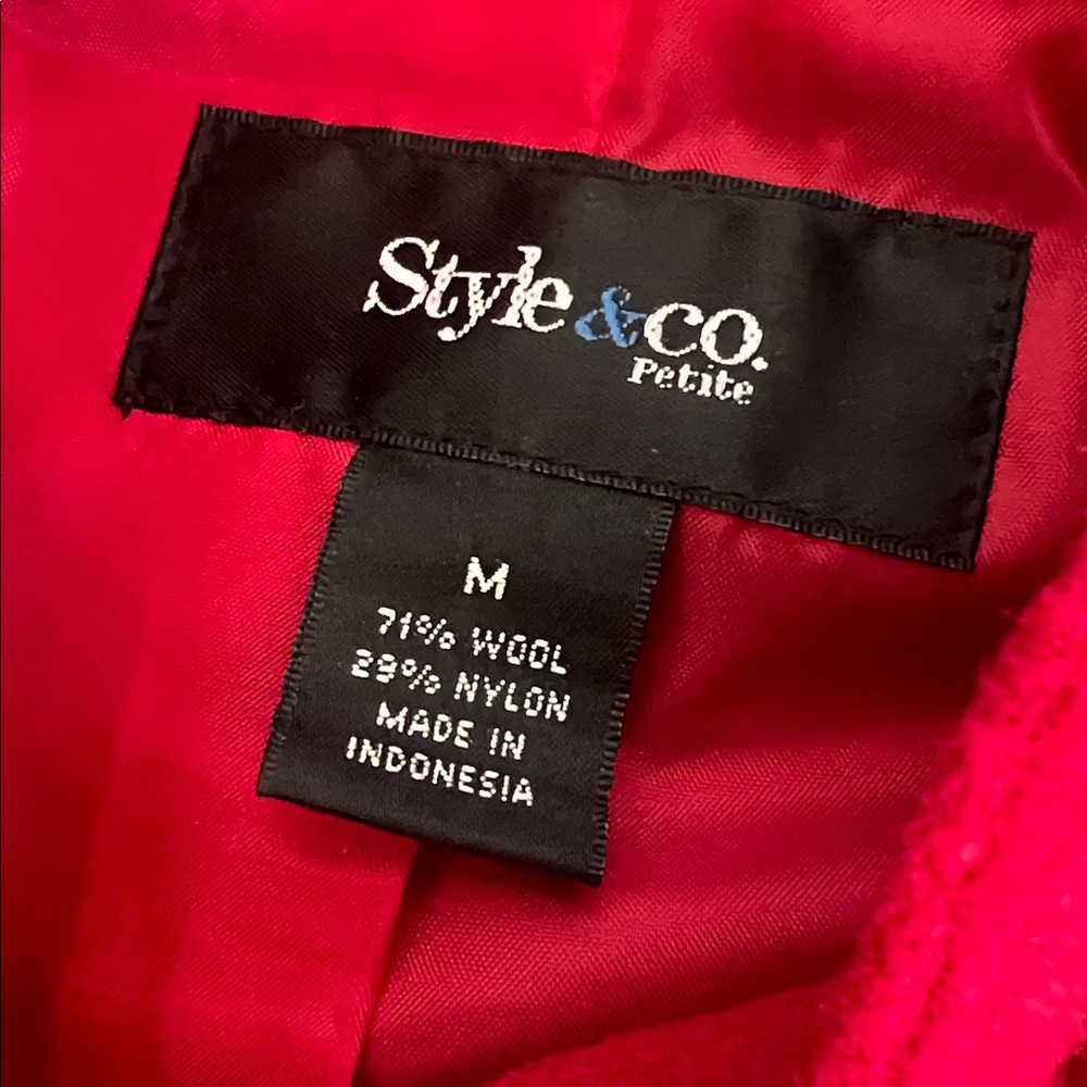 Style & Co petite Vibrant  Red Wool Coat size M - Picture 8 of 8